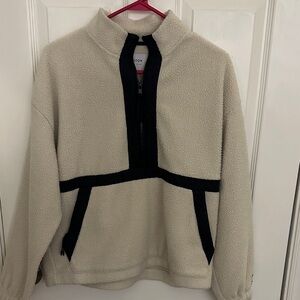 Peloton Black and Cream Zip-Up Fleece